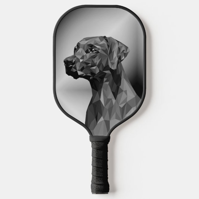 Grey Geometric Dog  Pickleball Paddle (Front)