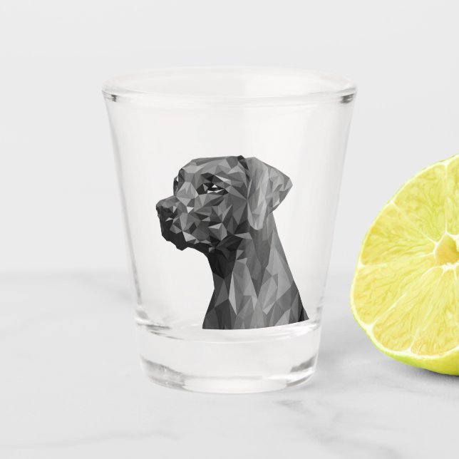 Grey Geometric Dog  Shot Glass (Front)