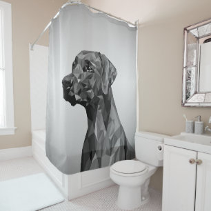 Grey Geometric Dog  Shower Curtain