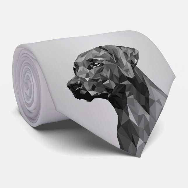 Grey Geometric Dog  Tie (Rolled)