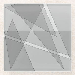 Grey Geometric  Glass Coaster