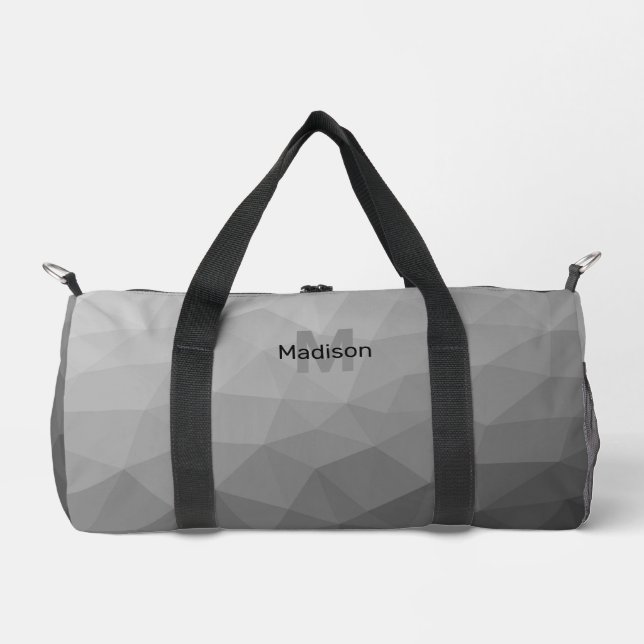 Grey geometric mesh pattern Monogram Duffle Bag (Front)