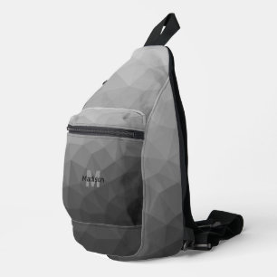 Grey geometric mesh pattern Monogram Sling Bag