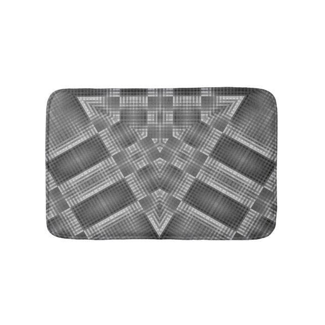 Grey Geometric Pattern Bath Mat (Front)