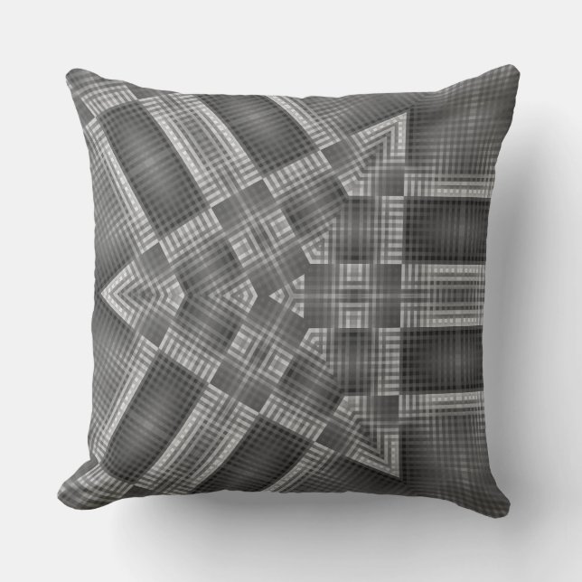 Grey Geometric Pattern Cushion (Front)