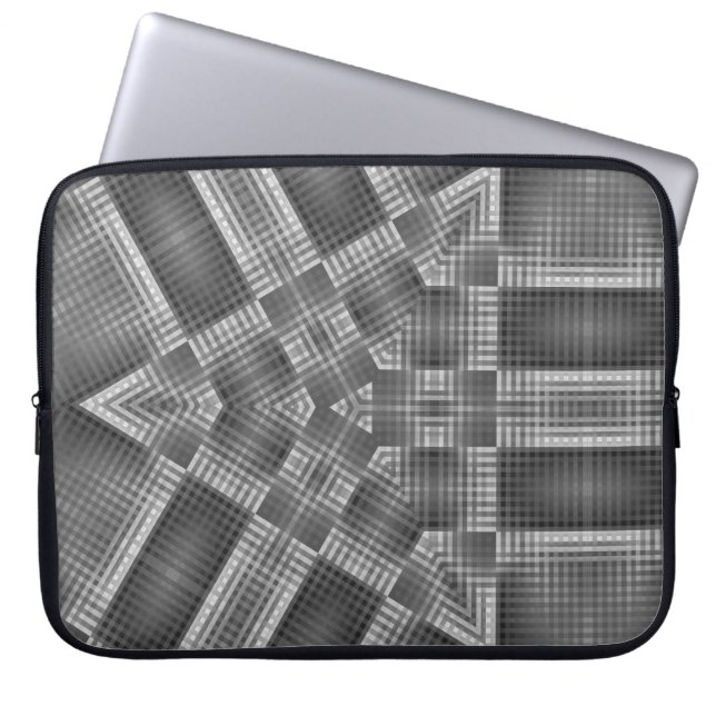 Grey Geometric Pattern Laptop Sleeve (Front)