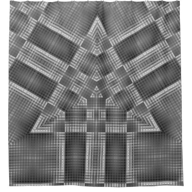 Grey Geometric Pattern Shower Curtain (Front)