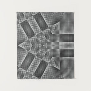 Grey Geometric Pattern Tapestry
