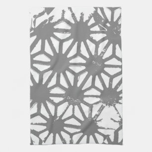 Grey geometric pattern tea towel