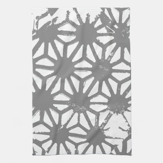 Grey geometric pattern tea towel (Vertical)