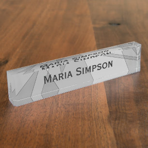 Grey Geometric Personal Nameplate
