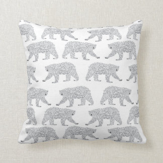 Grey Geometric Polar Bear Design - Minimal Baby Cushion