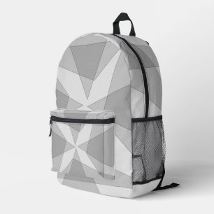 Grey Geometric Printed Backpack