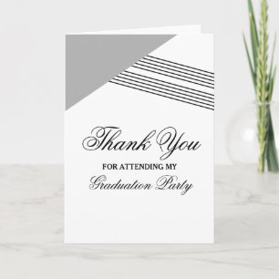 Grey Geometric Stripe Graduation Thank You Card
