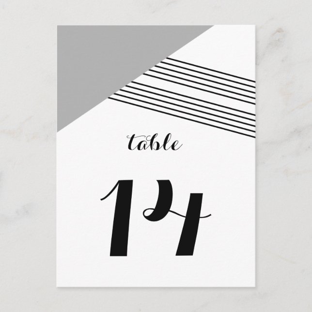 Grey Geometric Stripe Table Postcard (Front)