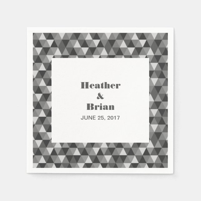 Grey Geometric Triangles Paper Napkins (Front)