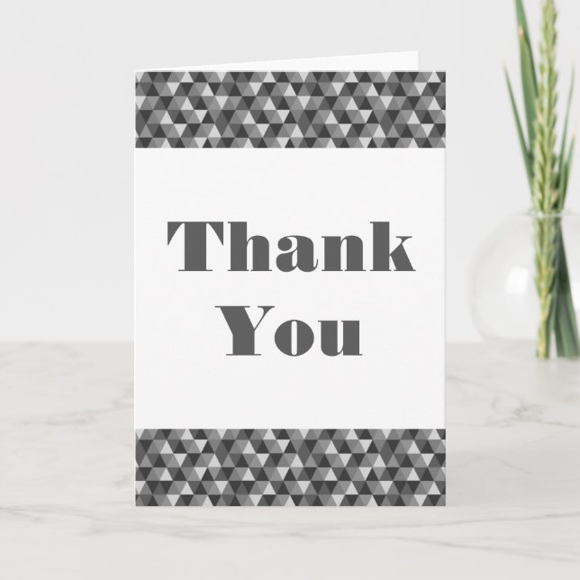 Grey Geometric Triangles Thank You Card (Front)