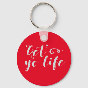 Grey Get Your Life Typography Key Ring