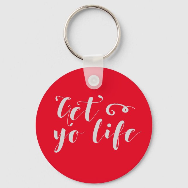 Grey Get Your Life Typography Key Ring (Front)