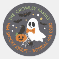 Grey Ghost Raven Halloween Family Return Address