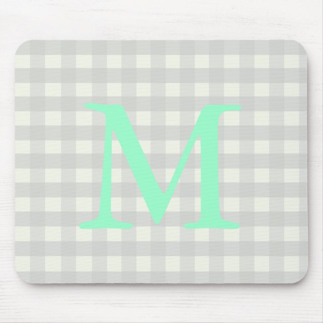 Grey Gingham Mouse Pad (Front)