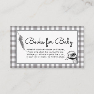 Grey Gingham Ostrich Books for Baby Enclosure Card