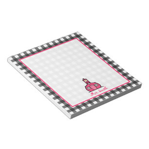 Grey Gingham Teacher Notepad