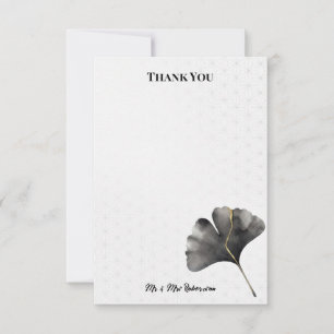 Grey Ginkgo Leaf Wedding Thank You Card