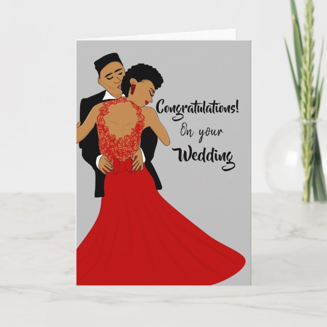 Grey Glamour Bride & Groom Ballroom Congratulation Card (Front)