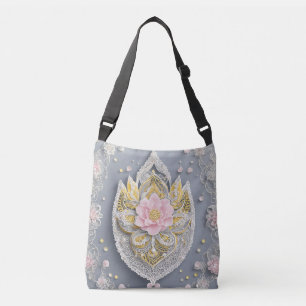 Grey Glass Lace AI art Crossbody Bag