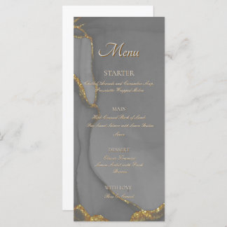 Grey Glitter Alcohol Ink Chic Flat Menu
