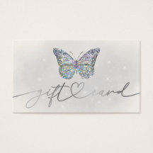 grey glitter butterfly gift card
