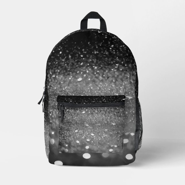 Grey Glitter Printed Backpack (Front)