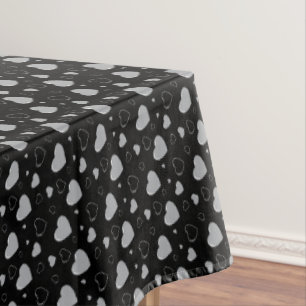 Grey glossy hearts cute romantic pattern  tablecloth