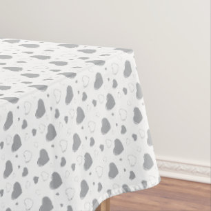 Grey glossy hearts cute romantic pattern  tablecloth
