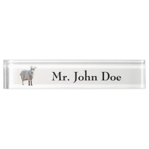 Grey Goat Farm Animal, Cute Nature Photography Nameplate