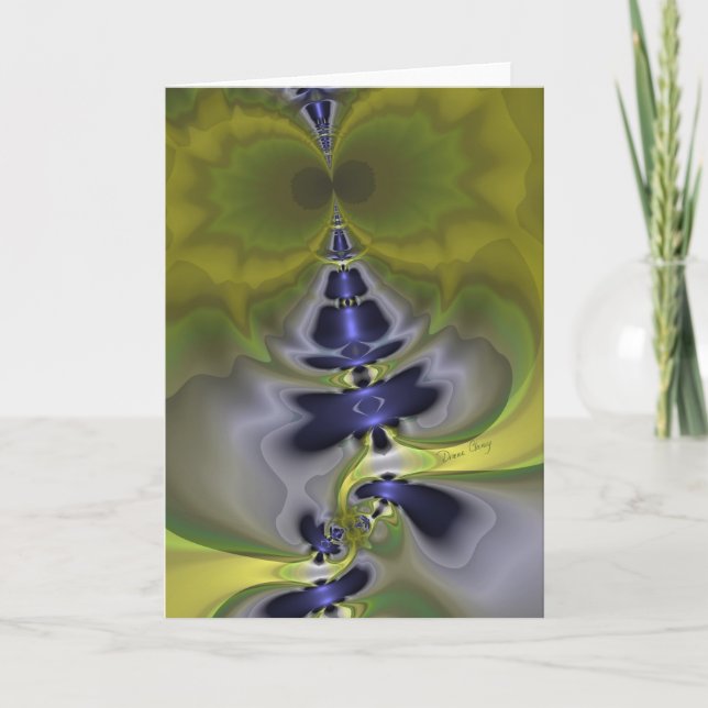 Grey Goblin in Green, Fun Spooky Imp Card (Front)