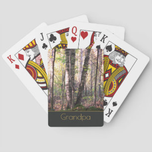 Grey Gold and White Birch Trees Playing Cards