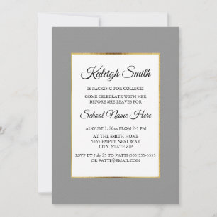 Grey Gold and White Trunk Party Invitation