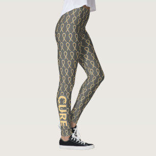 Grey & Gold Awareness Ribbon Hope & Cure Leggings