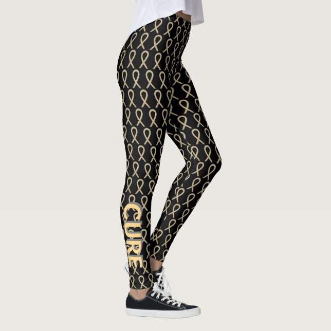 Grey & Gold Awareness Ribbon Hope & Cure Leggings (Right)