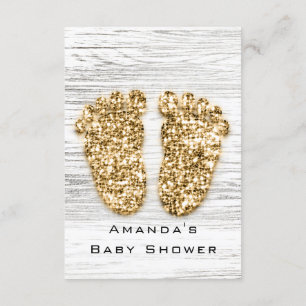 Grey Gold Baby Shower Feet Wood Rustic Girl Boy Invitation
