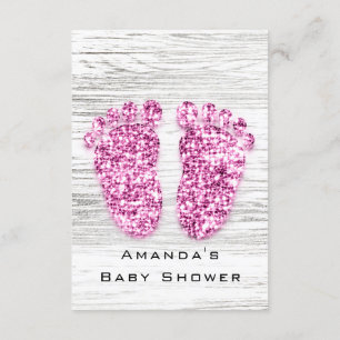 Grey Gold Baby Shower Feet Wood Rustic Girl Pink Invitation
