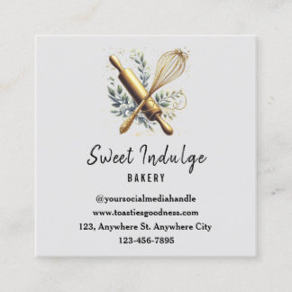Grey Gold Baking Utensil Square Bakery Business Card