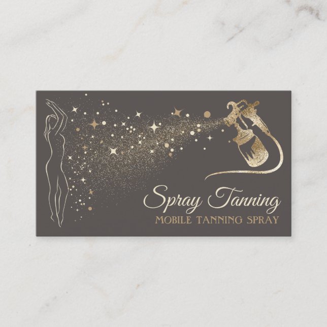 Grey Gold Beige Body Tan Spray Business Card (Front)