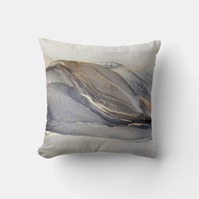 Grey Gold Black Marble Pretty Elegant Classy Cushion (Front)