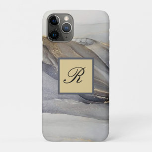 Grey Gold Black Marble Pretty Elegant Monogram iPhone 11 Pro Case