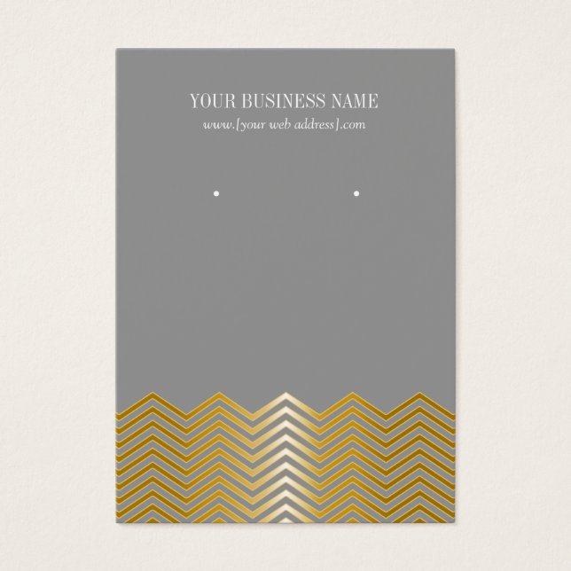 Grey Gold Chevron Custom Earring Card (Front)