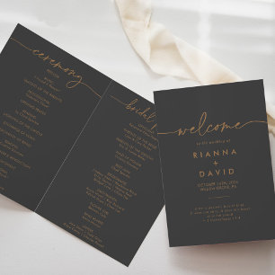 Grey Gold Classic Folded Wedding Program