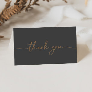 Grey Gold Classic Folded Wedding Thank You Card